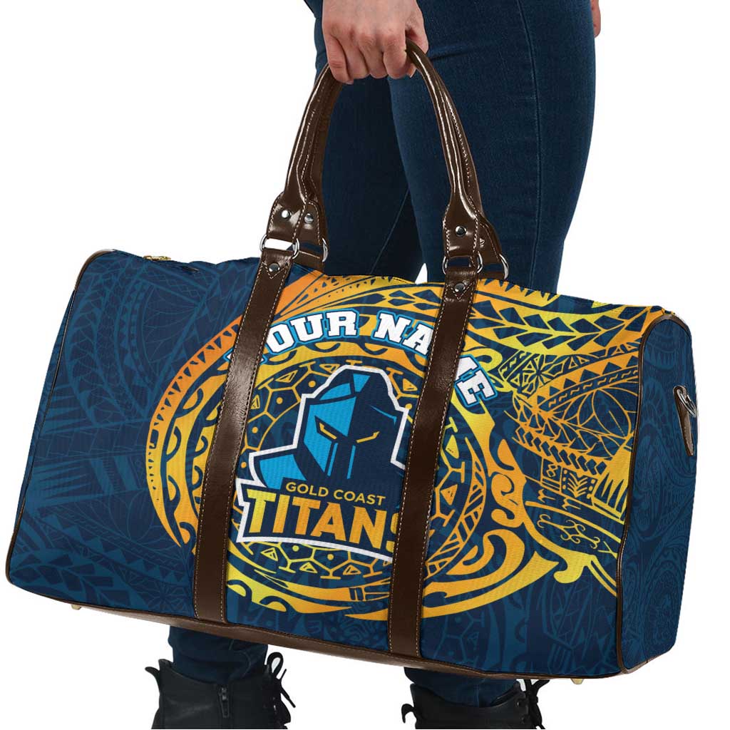Personalized Gold Coast Titans Travel Bag Polynesian Tribal Chest and Sleeve Tattoo