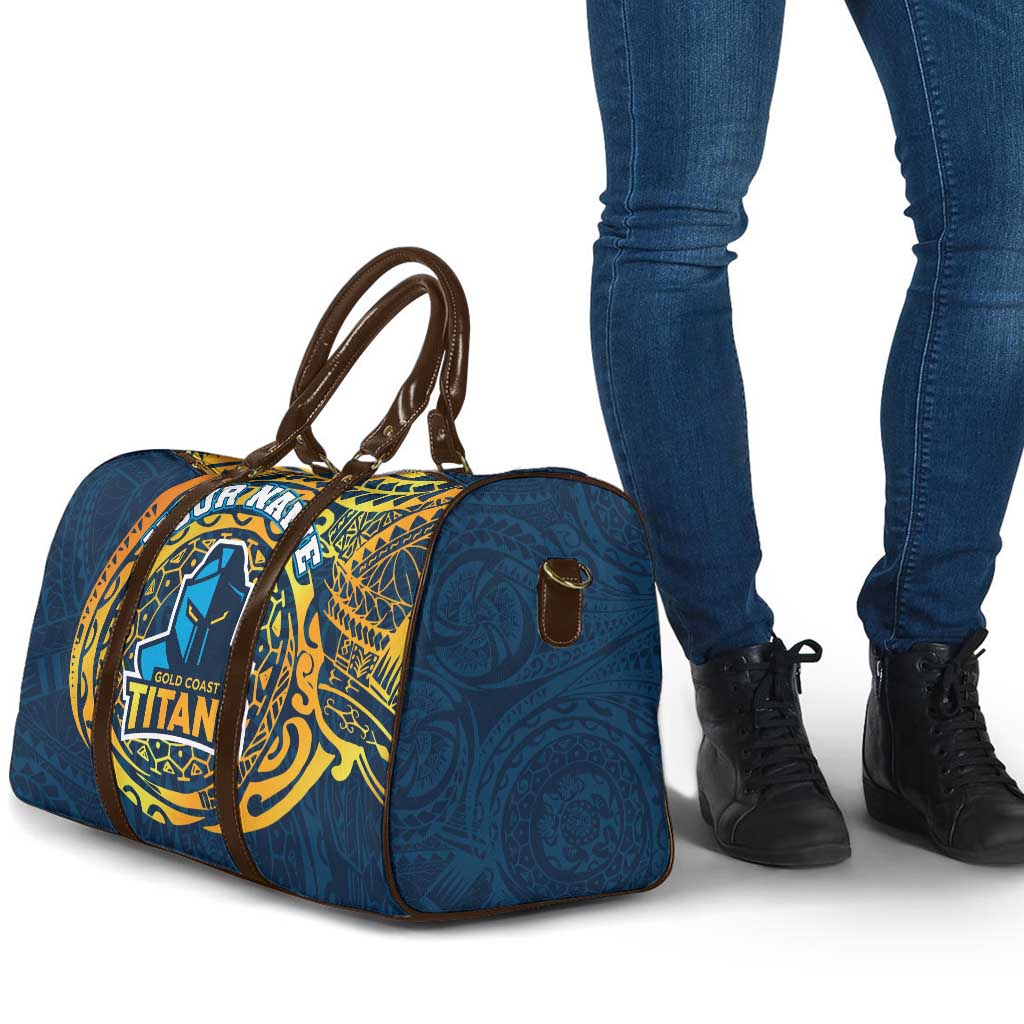 Personalized Gold Coast Titans Travel Bag Polynesian Tribal Chest and Sleeve Tattoo