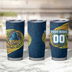 Personalized Gold Coast Titans Tumbler Cup Polynesian Tribal Chest and Sleeve Tattoo