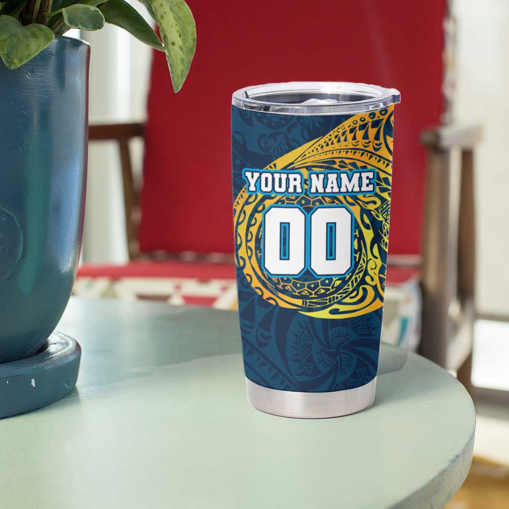 Personalized Gold Coast Titans Tumbler Cup Polynesian Tribal Chest and Sleeve Tattoo