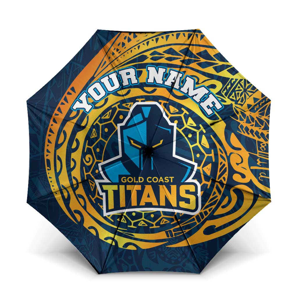 Personalized Gold Coast Titans Umbrella Polynesian Tribal Chest and Sleeve Tattoo