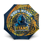 Personalized Gold Coast Titans Umbrella Polynesian Tribal Chest and Sleeve Tattoo