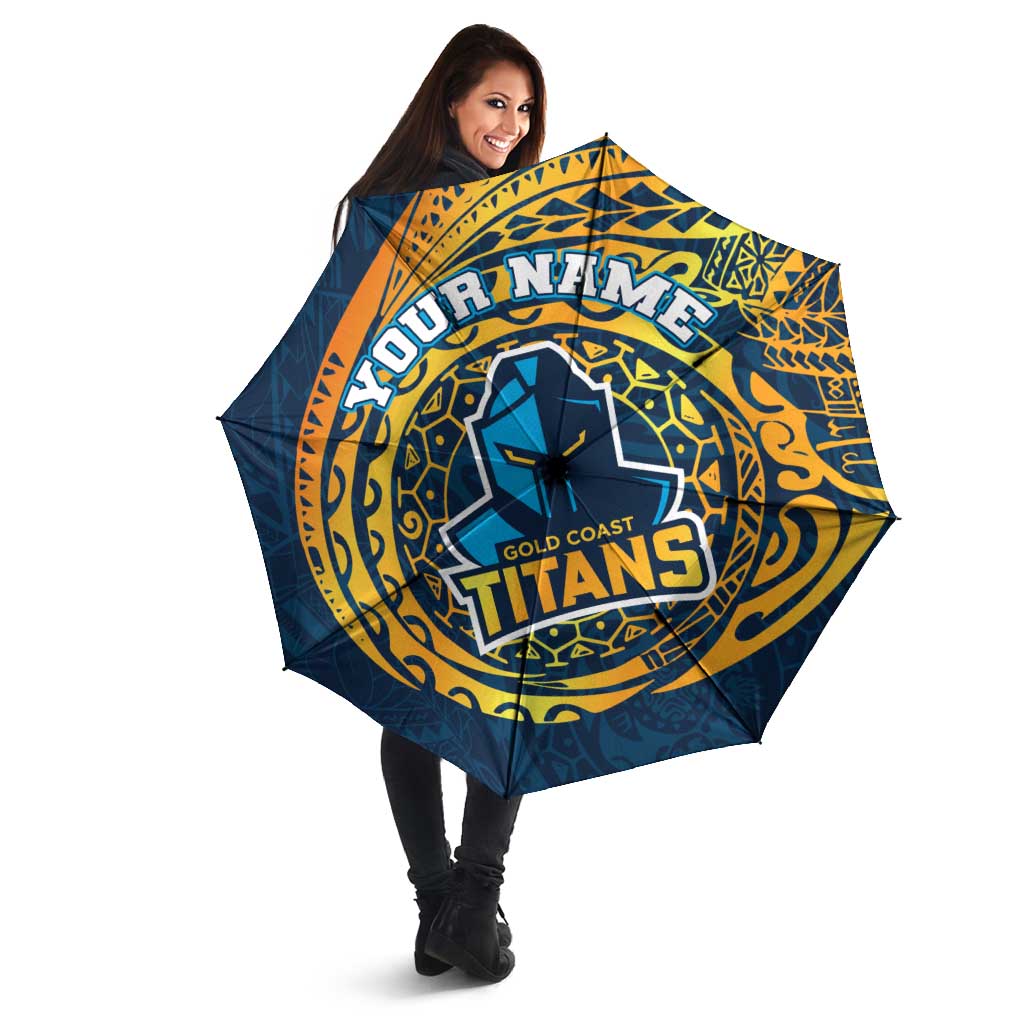 Personalized Gold Coast Titans Umbrella Polynesian Tribal Chest and Sleeve Tattoo