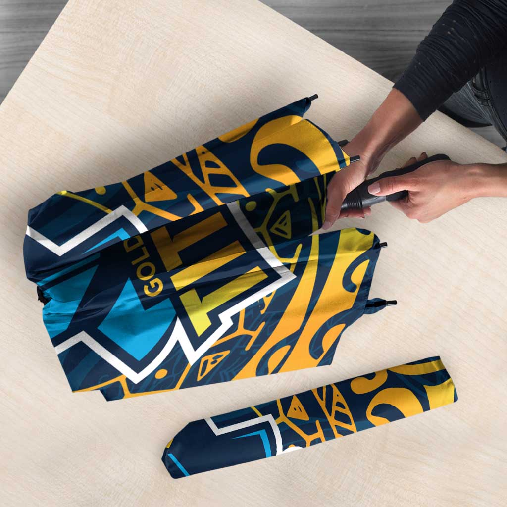 Personalized Gold Coast Titans Umbrella Polynesian Tribal Chest and Sleeve Tattoo
