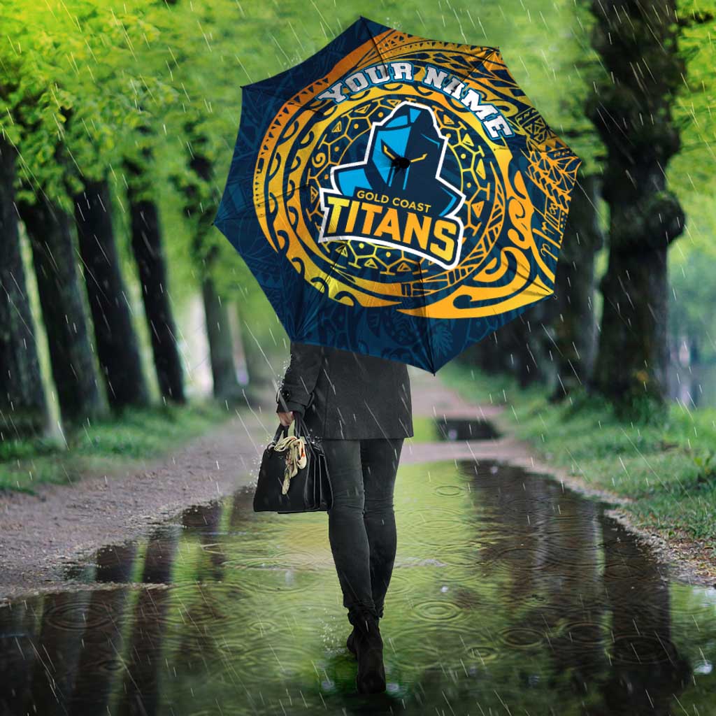 Personalized Gold Coast Titans Umbrella Polynesian Tribal Chest and Sleeve Tattoo