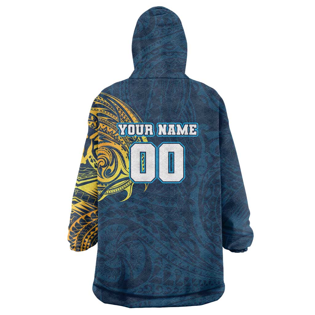Personalized Gold Coast Titans Wearable Blanket Hoodie Polynesian Tribal Chest and Sleeve Tattoo