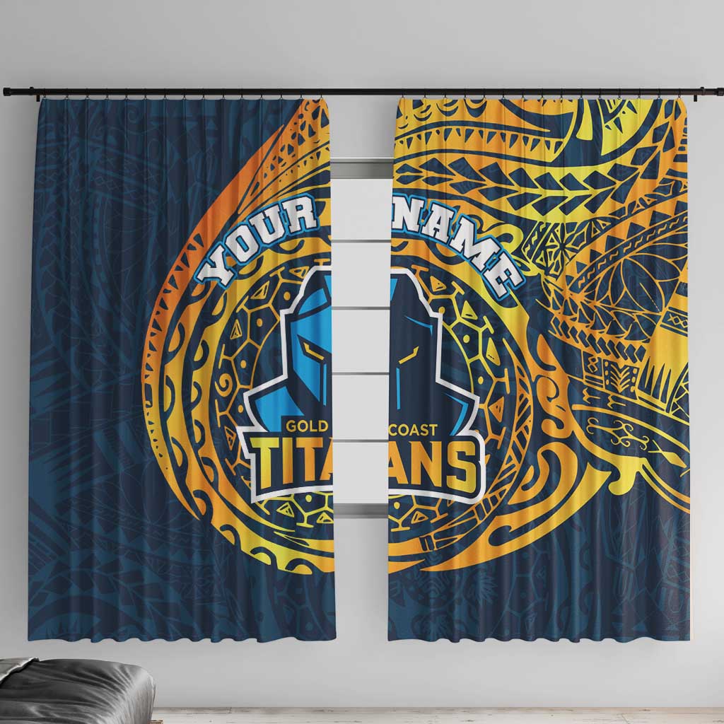 Personalized Gold Coast Titans Window Curtain Polynesian Tribal Chest and Sleeve Tattoo