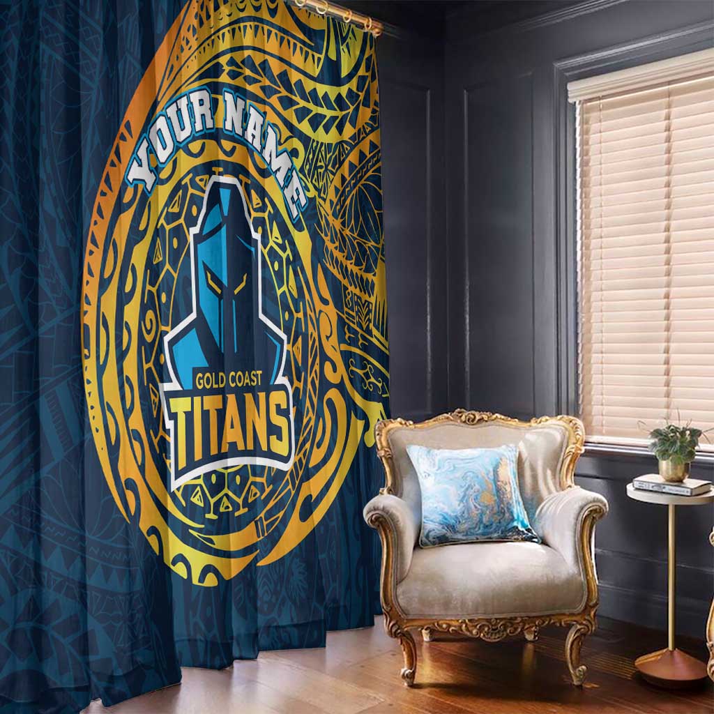 Personalized Gold Coast Titans Window Curtain Polynesian Tribal Chest and Sleeve Tattoo