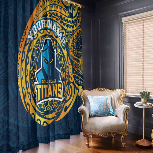 Personalized Gold Coast Titans Window Curtain Polynesian Tribal Chest and Sleeve Tattoo