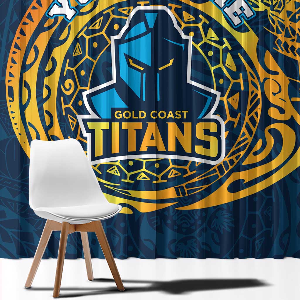 Personalized Gold Coast Titans Window Curtain Polynesian Tribal Chest and Sleeve Tattoo