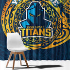 Personalized Gold Coast Titans Window Curtain Polynesian Tribal Chest and Sleeve Tattoo