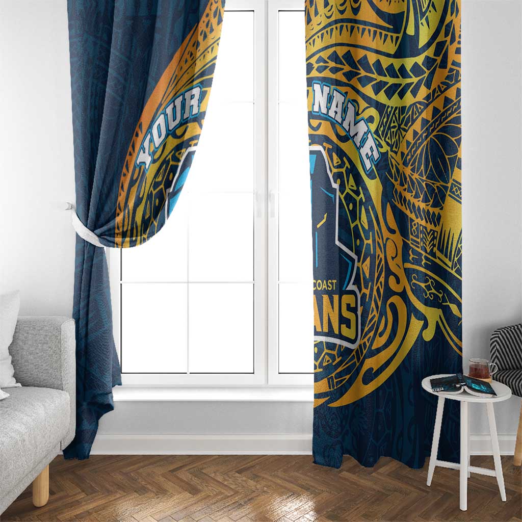 Personalized Gold Coast Titans Window Curtain Polynesian Tribal Chest and Sleeve Tattoo