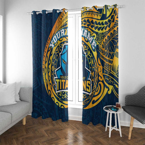 Personalized Gold Coast Titans Window Curtain Polynesian Tribal Chest and Sleeve Tattoo