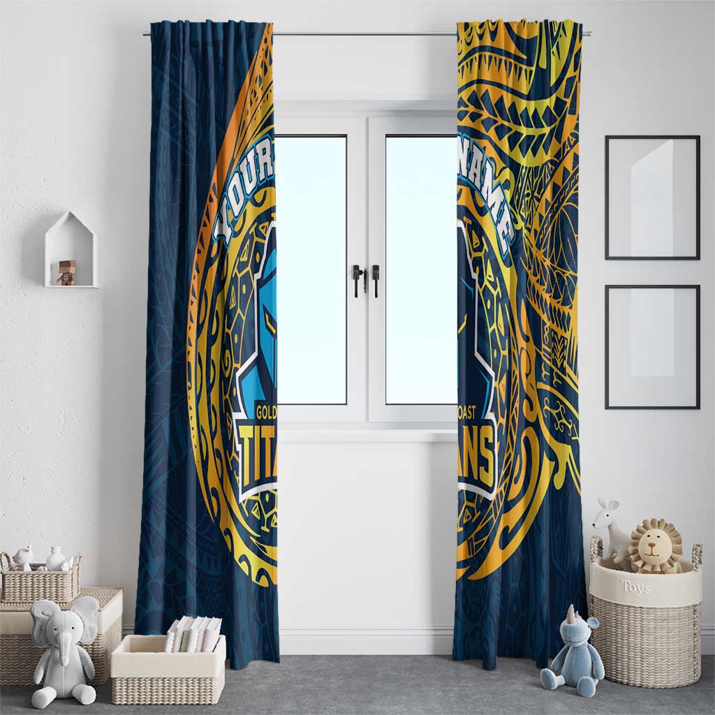 Personalized Gold Coast Titans Window Curtain Polynesian Tribal Chest and Sleeve Tattoo