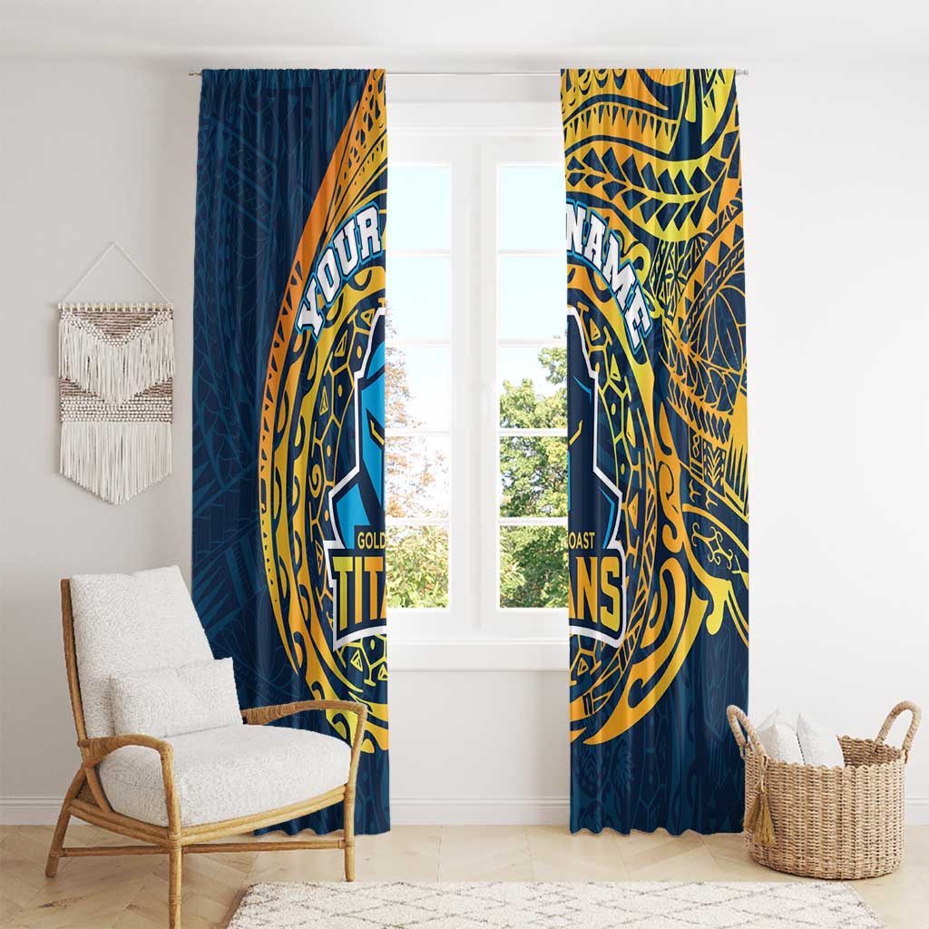 Personalized Gold Coast Titans Window Curtain Polynesian Tribal Chest and Sleeve Tattoo
