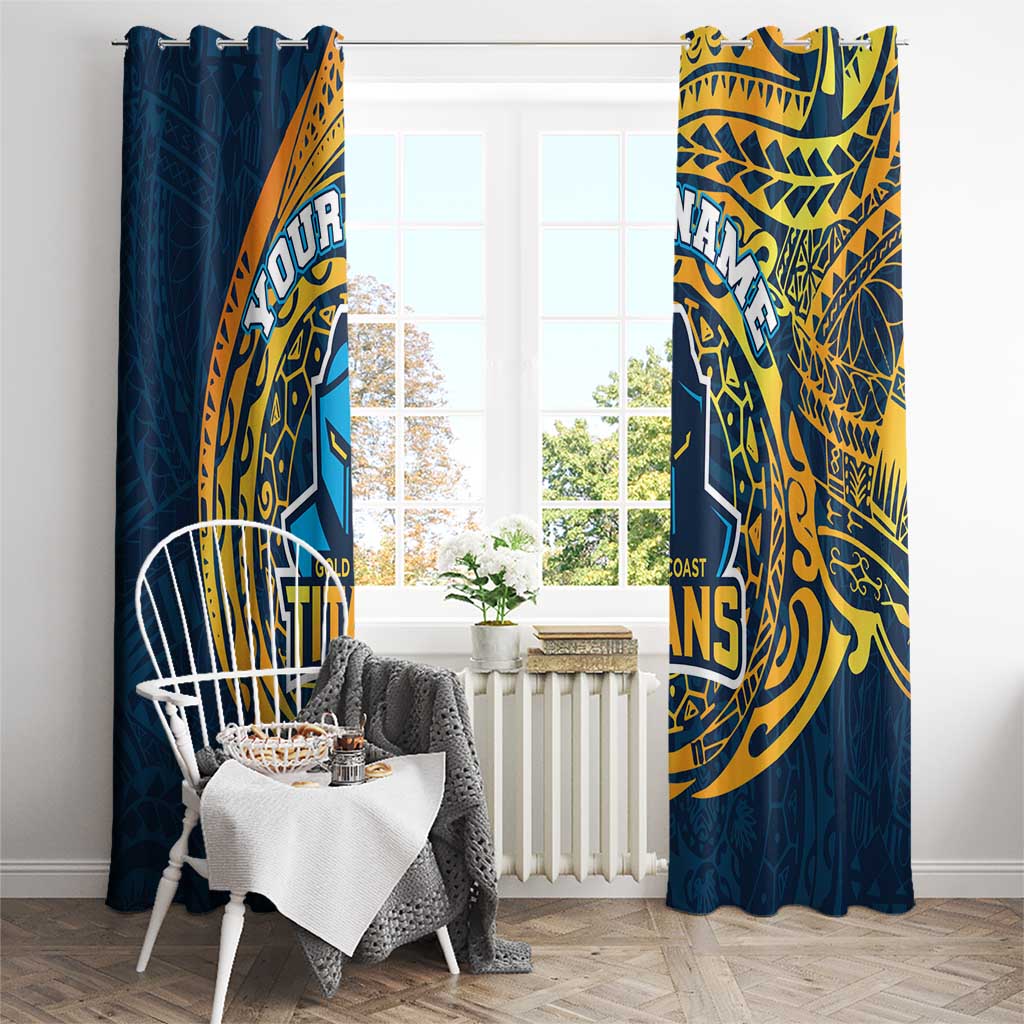 Personalized Gold Coast Titans Window Curtain Polynesian Tribal Chest and Sleeve Tattoo