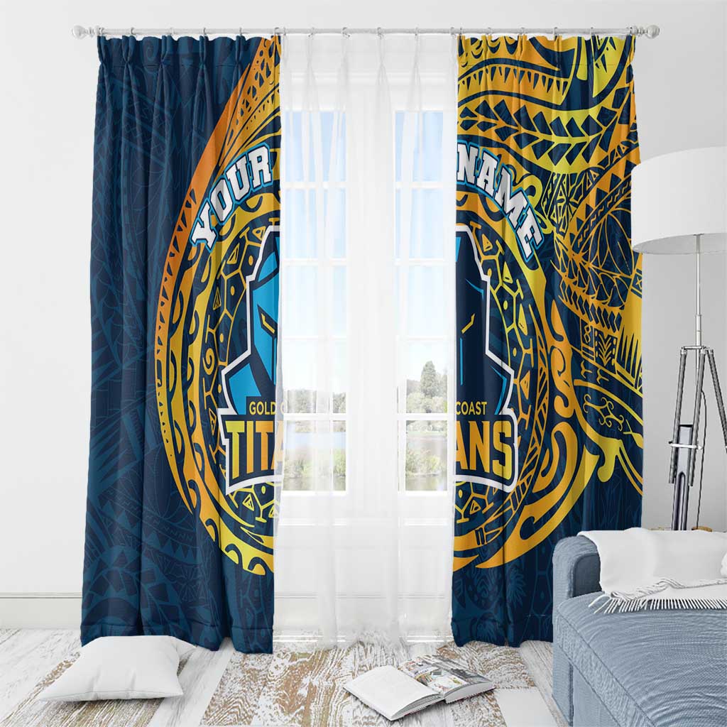 Personalized Gold Coast Titans Window Curtain Polynesian Tribal Chest and Sleeve Tattoo