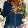 Personalized Gold Coast Titans Women Casual Shirt Polynesian Tribal Chest and Sleeve Tattoo