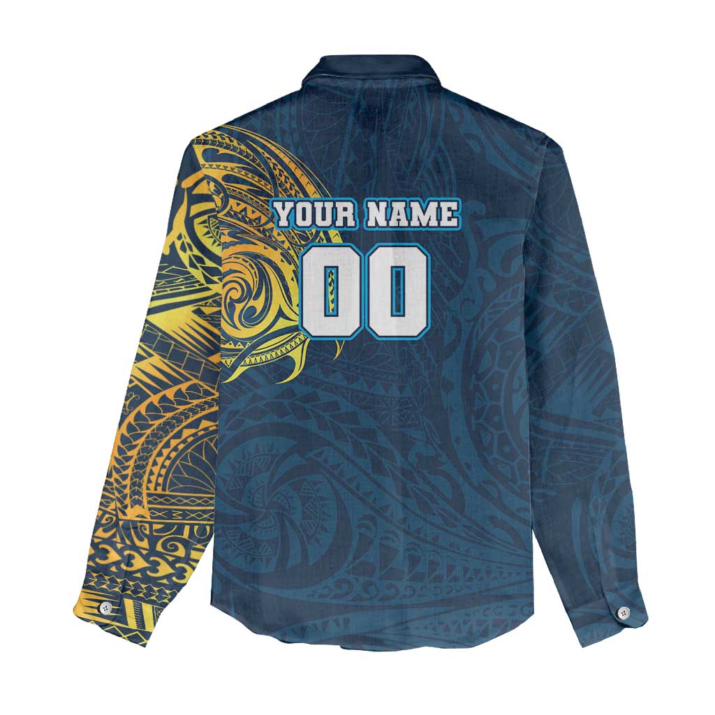 Personalized Gold Coast Titans Women Casual Shirt Polynesian Tribal Chest and Sleeve Tattoo