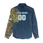 Personalized Gold Coast Titans Women Casual Shirt Polynesian Tribal Chest and Sleeve Tattoo