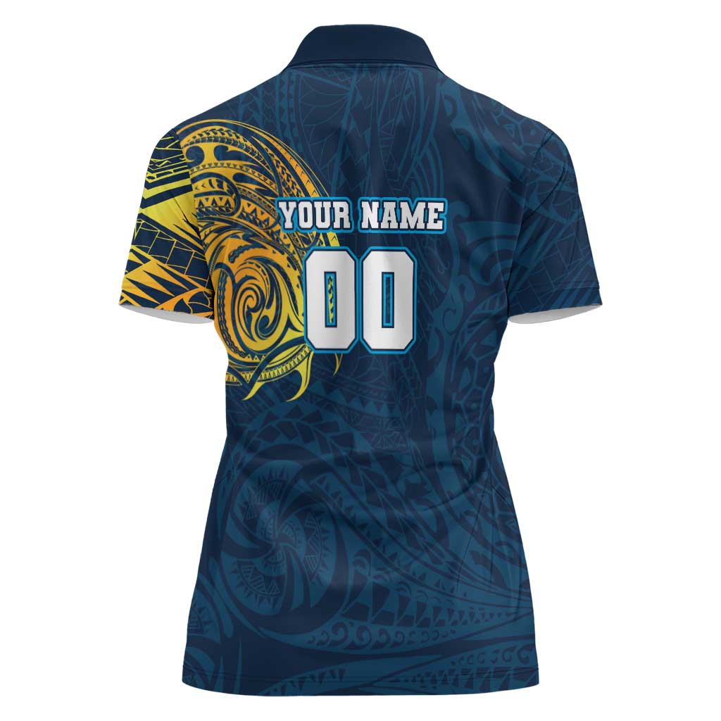 Personalized Gold Coast Titans Women Polo Shirt Polynesian Tribal Chest and Sleeve Tattoo