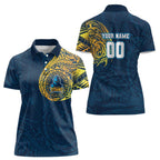 Personalized Gold Coast Titans Women Polo Shirt Polynesian Tribal Chest and Sleeve Tattoo