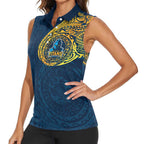 Personalized Gold Coast Titans Women Sleeveless Polo Shirt Polynesian Tribal Chest and Sleeve Tattoo