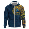 Personalized Gold Coast Titans Zip Hoodie Polynesian Tribal Chest and Sleeve Tattoo
