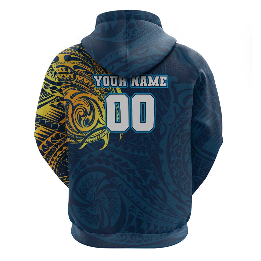 Personalized Gold Coast Titans Zip Hoodie Polynesian Tribal Chest and Sleeve Tattoo