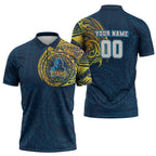 Personalized Gold Coast Titans Zipper Polo Shirt Polynesian Tribal Chest and Sleeve Tattoo