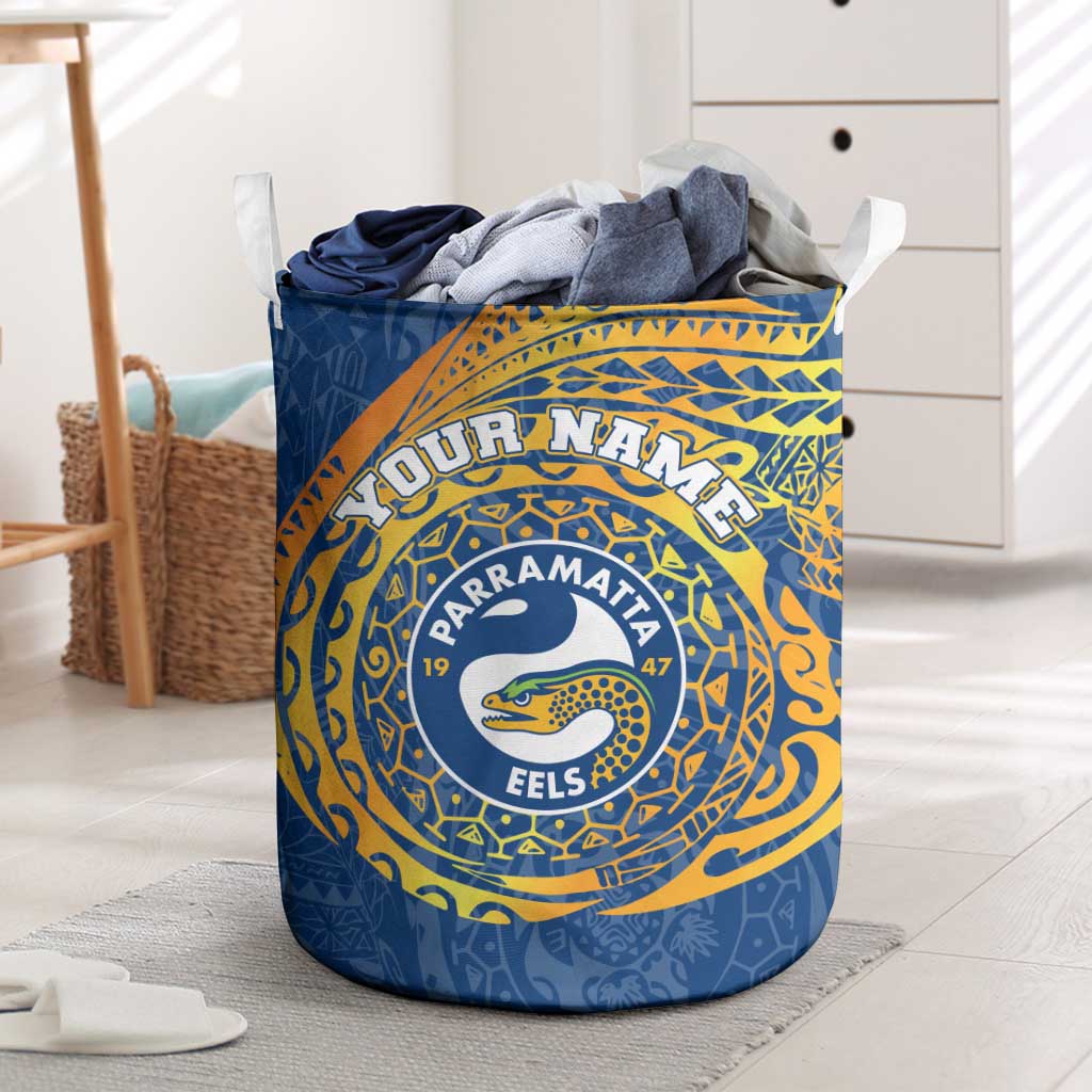 Personalized Parramatta Eels Laundry Basket Polynesian Tribal Chest and Sleeve Tattoo
