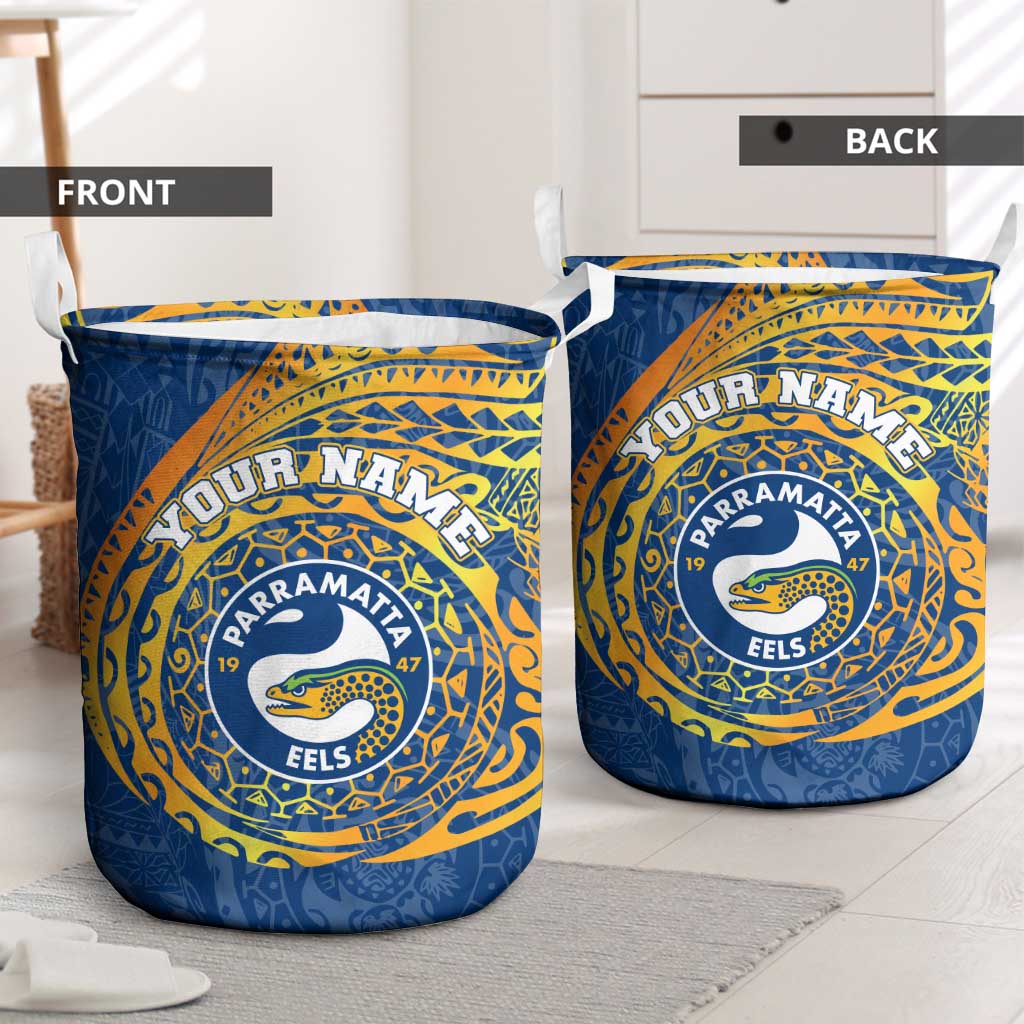 Personalized Parramatta Eels Laundry Basket Polynesian Tribal Chest and Sleeve Tattoo