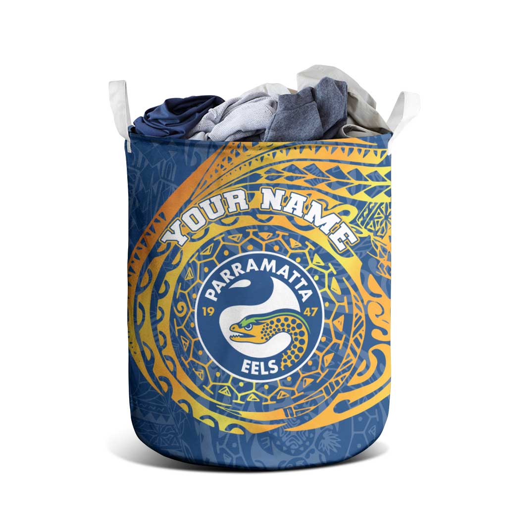 Personalized Parramatta Eels Laundry Basket Polynesian Tribal Chest and Sleeve Tattoo