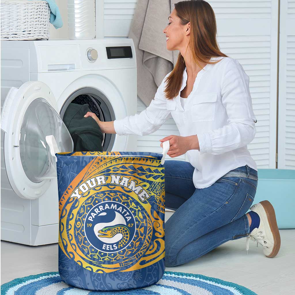 Personalized Parramatta Eels Laundry Basket Polynesian Tribal Chest and Sleeve Tattoo
