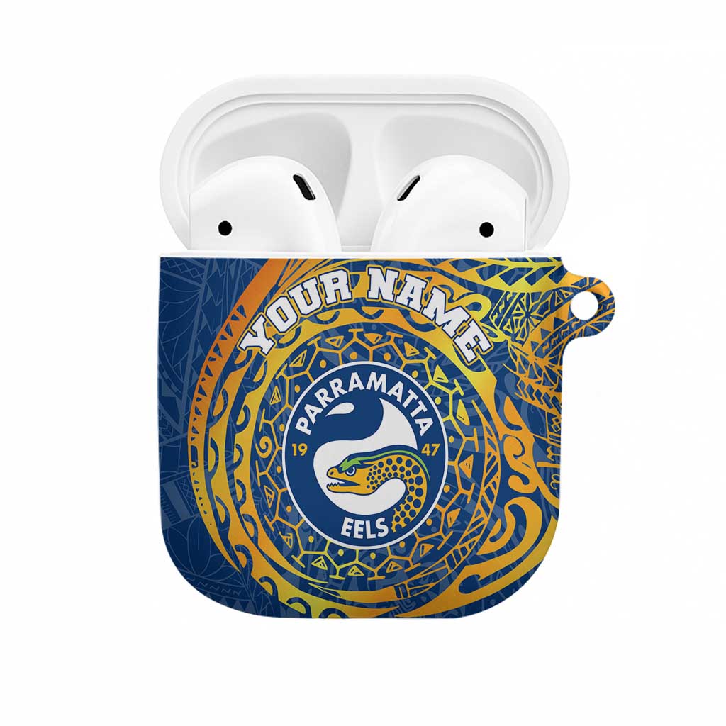 Personalized Parramatta Eels AirPods Case Polynesian Tribal Chest and Sleeve Tattoo