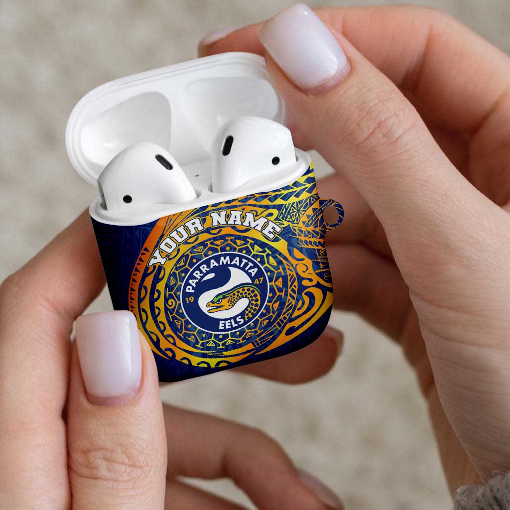 Personalized Parramatta Eels AirPods Case Polynesian Tribal Chest and Sleeve Tattoo