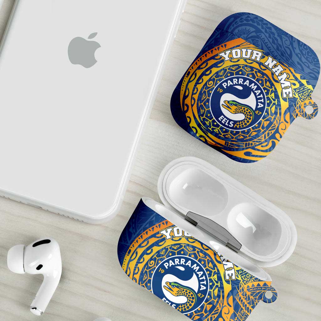 Personalized Parramatta Eels AirPods Case Polynesian Tribal Chest and Sleeve Tattoo