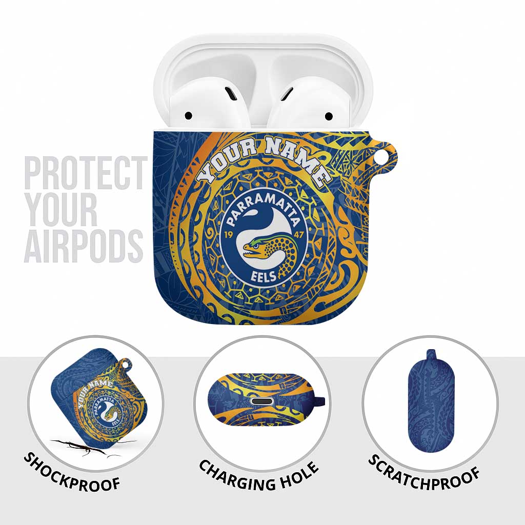 Personalized Parramatta Eels AirPods Case Polynesian Tribal Chest and Sleeve Tattoo