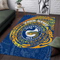 Personalized Parramatta Eels Area Rug Polynesian Tribal Chest and Sleeve Tattoo