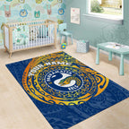 Personalized Parramatta Eels Area Rug Polynesian Tribal Chest and Sleeve Tattoo