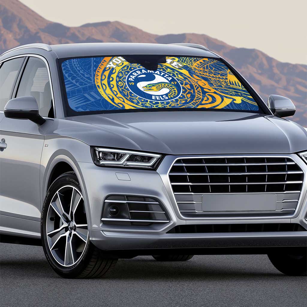 Personalized Parramatta Eels Auto Sun Shade Polynesian Tribal Chest and Sleeve Tattoo