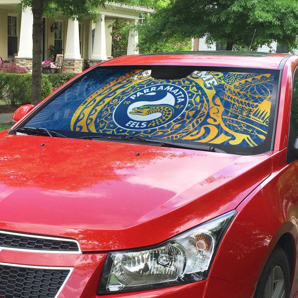 Personalized Parramatta Eels Auto Sun Shade Polynesian Tribal Chest and Sleeve Tattoo