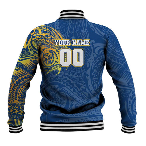Personalized Parramatta Eels Baseball Jacket Polynesian Tribal Chest and Sleeve Tattoo