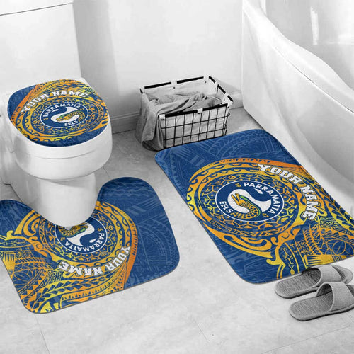 Personalized Parramatta Eels Bathroom Set Polynesian Tribal Chest and Sleeve Tattoo