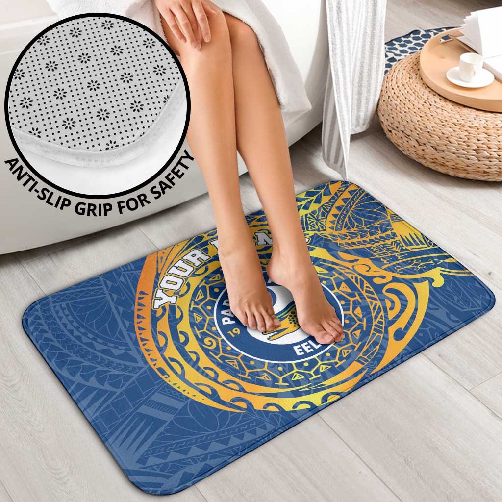 Personalized Parramatta Eels Bathroom Set Polynesian Tribal Chest and Sleeve Tattoo