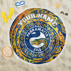 Personalized Parramatta Eels Beach Blanket Polynesian Tribal Chest and Sleeve Tattoo