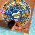 Personalized Parramatta Eels Beach Blanket Polynesian Tribal Chest and Sleeve Tattoo