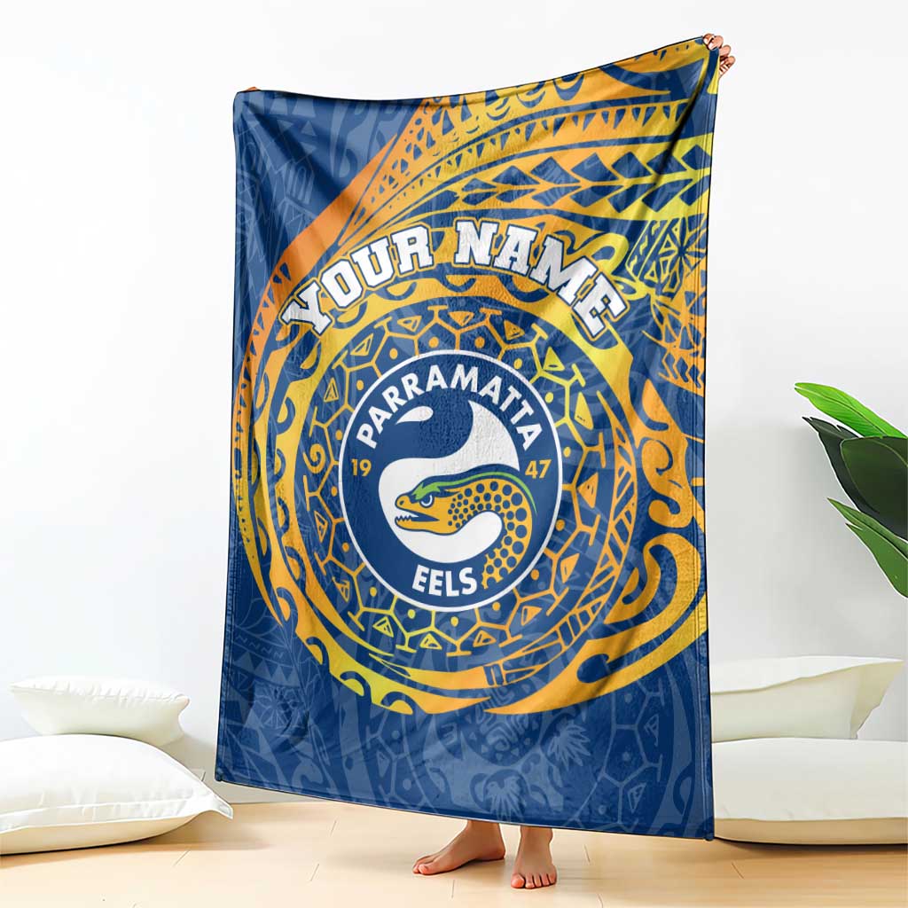 Personalized Parramatta Eels Blanket Polynesian Tribal Chest and Sleeve Tattoo