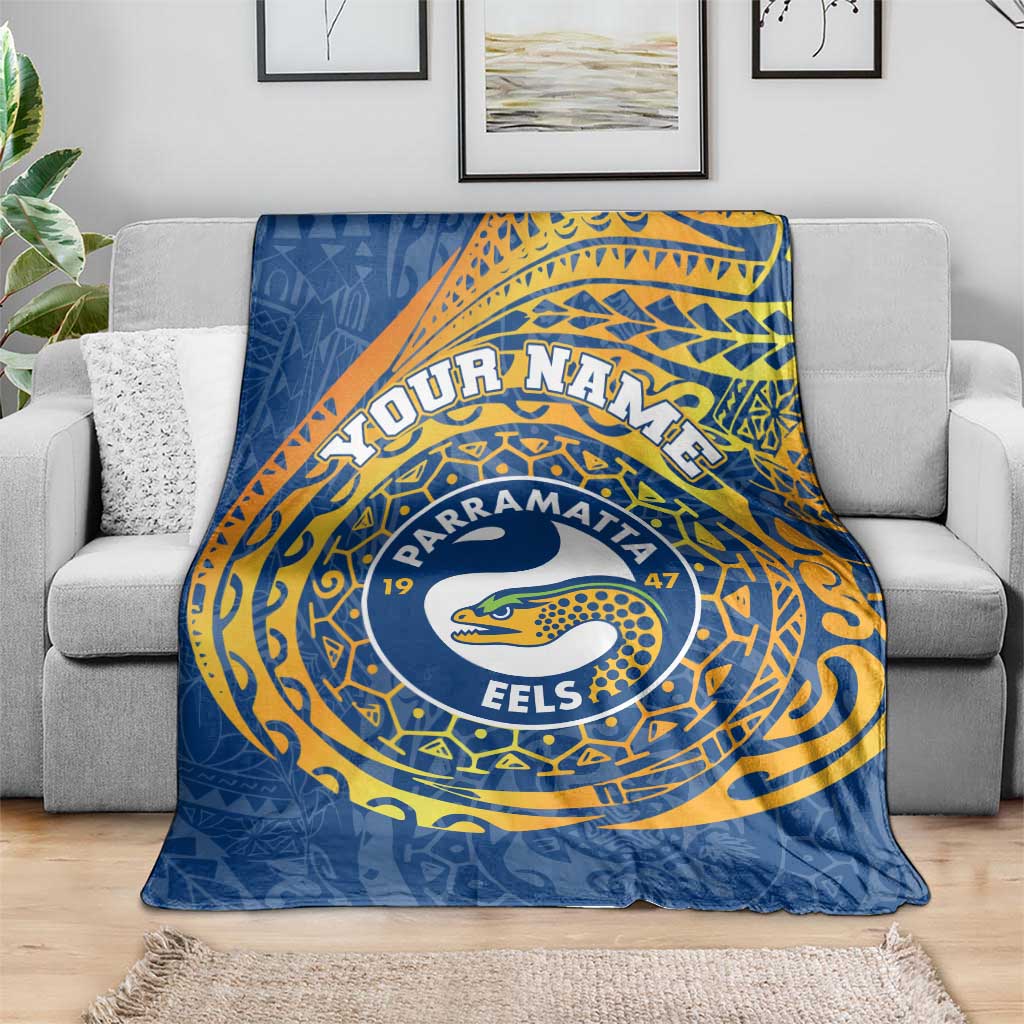 Personalized Parramatta Eels Blanket Polynesian Tribal Chest and Sleeve Tattoo