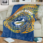 Personalized Parramatta Eels Blanket Polynesian Tribal Chest and Sleeve Tattoo